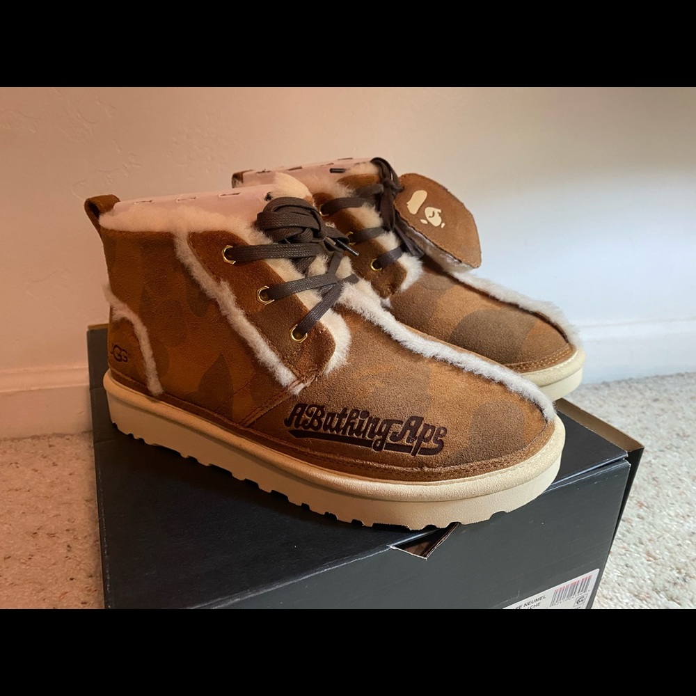 NEW UGG x BAPE Neumel Boot in Chestnut, Men’s Size US 7 / Women’s Size 9.